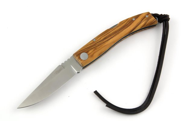 Schließmesser (incl. Lederband), Olivenholz