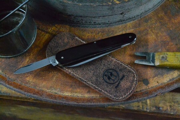 KLAAS Vintage-Taschenmesser 2-tlg., Bunthorn - Dachbodenfund - incl. Etui